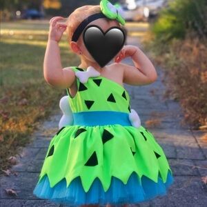 Flintstones Inspired Pebbles Halloween Costume Size 9-12 months